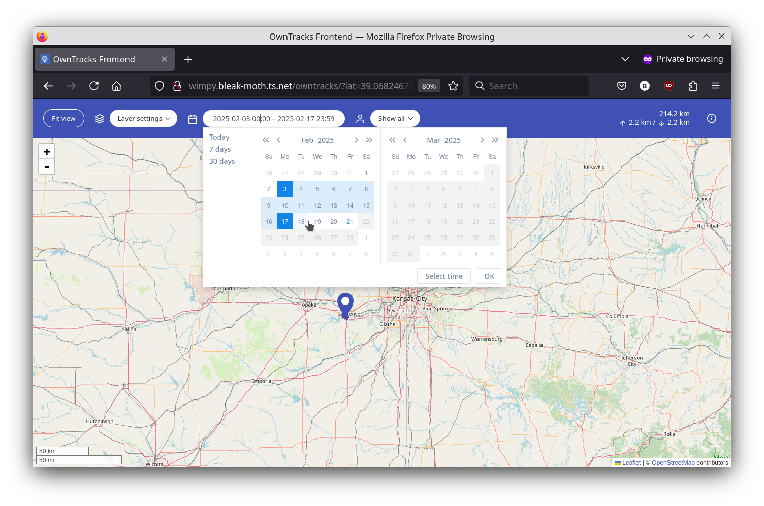 OwnTracks Frontend date picker